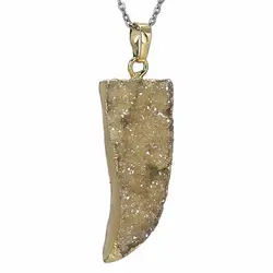 گردنبند پیریت تراش خاص معدنی سنگ درمانی بسیار زیبا همراه زنجیر استیل ضد حساسیت