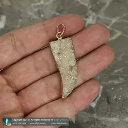 گردنبند پیریت تراش خاص معدنی سنگ درمانی بسیار زیبا همراه زنجیر استیل ضد حساسیت