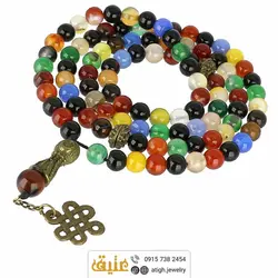 تسبیح عقیق ام البنین معدنی ۱۰۱ دانه دستساز بسیار خوشرنگ طراحی اسلیمی