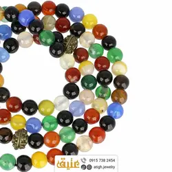 تسبیح عقیق ام البنین معدنی ۱۰۱ دانه دستساز بسیار خوشرنگ طراحی اسلیمی