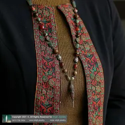 سینه ریز مهره تبتی عقیق سلیمانی و شاه مقصود، چشم ببر، جاسپر، عقیق و مهره عقیق تبتی چشمی معدنی بافت گره ای