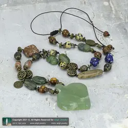 سینه ریز شاه مقصود تراش قلب، چشم ببر، یشم کانادایی، عقیق سلیمانی، سرپنتین، جاسپر، دالماتین و ابسیدین معدنی طراحی اسلیمی بافت گره ای