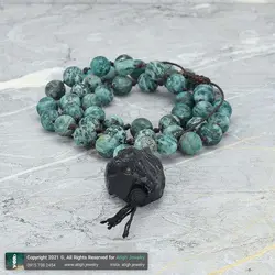 سینه ریز تورمالین سیاه راف (تراش نخورده) همراه سرپنتین (مارسنگ) مات طبیعی بافت گره ای بسیار خاص