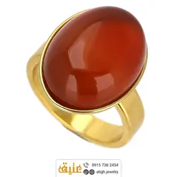 انگشتر استیل عقیق سرخ معدنی بسیار خوش رنگ رکاب رنگ ثابت سایز 51 استاندارد