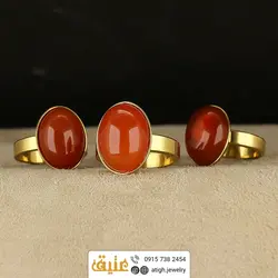 انگشتر استیل عقیق سرخ معدنی بسیار خوش رنگ رکاب رنگ ثابت سایز 51 استاندارد