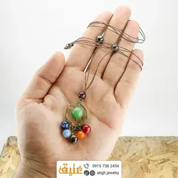 سینه ریز هفت سنگ چاکرا و گوی آونتورین سبز درشت معدنی 
