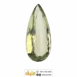 نگین آمتیست معدنی سبز زیتونی مرغوب، درشت و کمیاب بسیار خوشرنگ تراش بریولت اشکی خاص لوکس