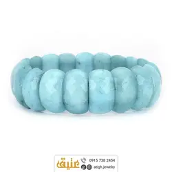 دستبند آکوامارین طبیعی تراش‌دار سنگ درمانی‌ درشت بسیار خوشرنگ