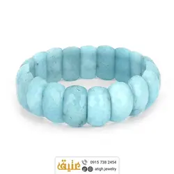 دستبند آکوامارین طبیعی تراش‌دار سنگ درمانی‌ درشت بسیار خوشرنگ