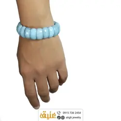 دستبند آکوامارین طبیعی تراش‌دار سنگ درمانی‌ درشت بسیار خوشرنگ