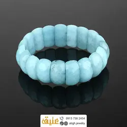 دستبند آکوامارین طبیعی تراش‌دار سنگ درمانی‌ درشت بسیار خوشرنگ