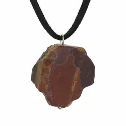 گردنبند چشم ببر راف ( تراش نخورده) معدنی ماهگونی با نقوش خاص همراه بند چرمی تخصصی چاکرا 2 و 3