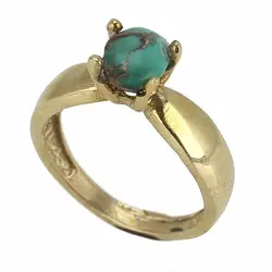 انگشتر فیروزه نیشابوری شجری معدنی با نقش و نگار زیبا رکاب طلا روس چهار چنگ