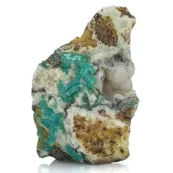 سنگ کریزوکولا راف (تراش نخورده) معدنی با نقش و نگار زیبا خوشرنگ مناسب دکوری سنگ درمانی مخصوص چاکرای پنجم وزن 18 گرم