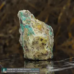 سنگ کریزوکولا راف (تراش نخورده) معدنی با نقش و نگار زیبا خوشرنگ مناسب دکوری سنگ درمانی مخصوص چاکرای پنجم وزن 18 گرم