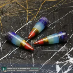 گردنبند هفت سنگ چاکرا تراش شاقول مرغوب سنگ های طبیعی سری جدید همراه زنجیر استیل رنگ ثابت کوالیتی سنگ بالا