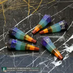 گردنبند هفت سنگ چاکرا منشوری مرغوب سنگ های طبیعی سری جدید همراه زنجیر استیل رنگ ثابت کوالیتی سنگ بالا