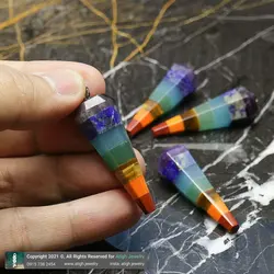 گردنبند هفت سنگ چاکرا منشوری مرغوب سنگ های طبیعی سری جدید همراه زنجیر استیل رنگ ثابت کوالیتی سنگ بالا