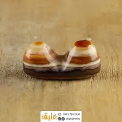 نگین عقیق باباقوری معدنی دو کوهانه (دو چشم) با رگه های خاص چشم نظر خوشرنگ