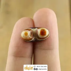 نگین عقیق باباقوری معدنی دو کوهانه (دو چشم) با رگه های خاص چشم نظر خوشرنگ