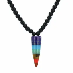 سینه ریز هفت سنگ چاکرا تراش شاقول مرغوب سنگ های طبیعی سری جدید همراه زنجیر انیکس مات طبیعی بافت کشویی کوالیتی سنگ بالا