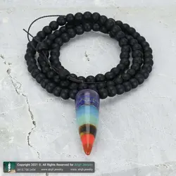 سینه ریز هفت سنگ چاکرا تراش شاقول مرغوب سنگ های طبیعی سری جدید همراه زنجیر انیکس مات طبیعی بافت کشویی کوالیتی سنگ بالا