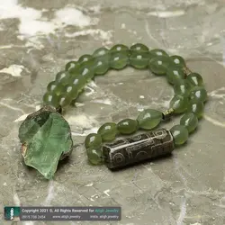 تسبیح کلکسیونی شاه مقصود افغان 33 دانه تراش هلی، فلورین راف همراه مهره لول عقیق تبتی معدنی بسیار خاص