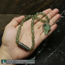 تسبیح کلکسیونی شاه مقصود افغان 33 دانه تراش هلی، فلورین راف همراه مهره لول عقیق تبتی معدنی بسیار خاص