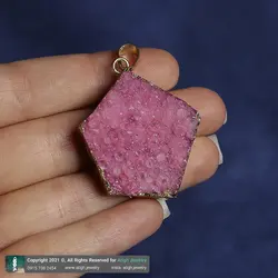 گردنبند سنگ کوارتز صورتی (رز کوارتز) معدنی بلور طبیعی سنگ درمانی تخصصی چاکرای چهارم همراه زنجیر استیل