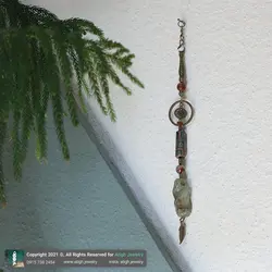 آویز دیواری دکوراتیو سنگ درمانی مهره لول یشم و عقیق تبتی، عقیق سلیمانی و عقیق باباقوری معدنی طراحی اسلیمی