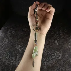 آویز دیواری دکوراتیو سنگ درمانی مهره لول یشم و عقیق تبتی، عقیق سلیمانی و عقیق باباقوری معدنی طراحی اسلیمی