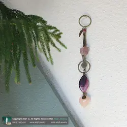 آویز دیواری دکوراتیو سنگ درمانی کوارتز صورتی تراش قلب، عقیق ماداگاسکار سلیمانی، فلورین راف معدنی طراحی اسلیمی