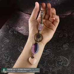 آویز دیواری دکوراتیو سنگ درمانی کوارتز صورتی تراش قلب، عقیق ماداگاسکار سلیمانی، فلورین راف معدنی طراحی اسلیمی