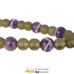 سینه ریز منشور آمتیست، کوارتز دودی مات و آمتیست دانه برفی معدنی همراه زنجیر استیل