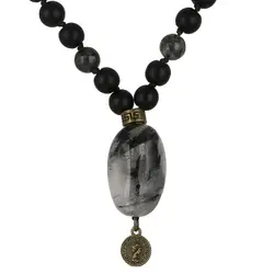 سینه ریز کوارتز رتایل بسیار عالی همراه لارویکیت و انیکس مات معدنی مناسب هفت چاکرا طرح ورساچی