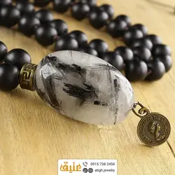 سینه ریز کوارتز رتایل بسیار عالی همراه لارویکیت و انیکس مات معدنی مناسب هفت چاکرا طرح ورساچی