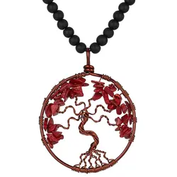 سینه ریز مرجان طبیعی درخت زندگی سیم بافت مسی و انیکس مات بافت کشویی