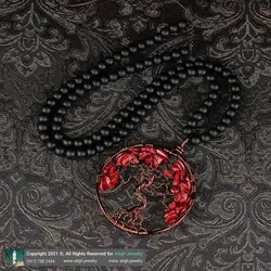 سینه ریز مرجان طبیعی درخت زندگی سیم بافت مسی و انیکس مات بافت کشویی