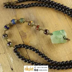 سینه ریز آونتورین راف و هفت سنگ چاکرا سری سنگهای قیمتی بهمراه حدید و انیکس مات معدنی