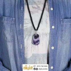 سینه ریز اسلایس آمتیست معدنی درشت با نقش و نگار زیبا همراه انیکس مات معدنی سنگ درمانی