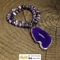 سینه ریز اسلایس عقیق سلیمانی بنفش و آمتیست معدنی درشت با نقش و نگار زیبا سنگ درمانی