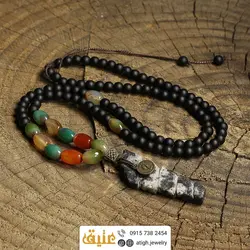 سینه ریز لارویکیت تراش خاص، عقیق سلیمانی تراش هلی و انیکس مات معدنی بسیار خاص بافت گره ای