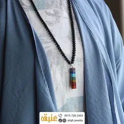 سینه ریز هفت سنگ چاکرا معدنی مرغوب همراه انیکس مات بافت گره ای مناسب رو مانتویی
