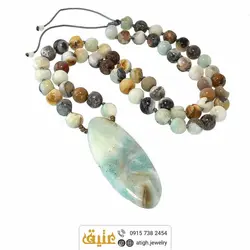 سینه ریز آمازونیت مرغوب معدنی تراش دار ژئود دار بافت گره‌ای بسیار خاص