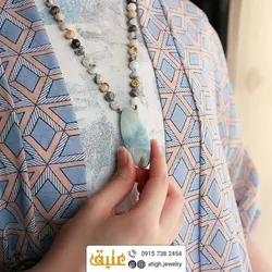 سینه ریز آمازونیت مرغوب معدنی تراش دار ژئود دار بافت گره‌ای بسیار خاص