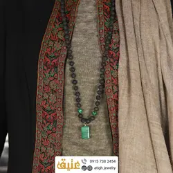 سینه ریز مالاکیت مستطیلی با نقش و نگار زیبا و لاوا معدنی بافت گره ای