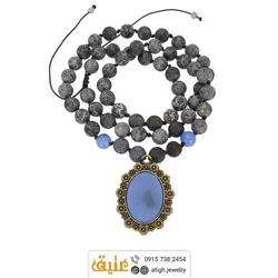 سینه ریز عقیق آبی خراسانی و سرپنتین(مارسنگ) طوسی مات معدنی بافت گره ای