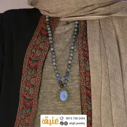 سینه ریز عقیق آبی خراسانی و سرپنتین(مارسنگ) طوسی مات معدنی بافت گره ای