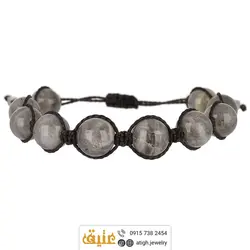 دستبند لابرادوریت معدنی دانه درشت بافت با کیفیت سنگ درمانی