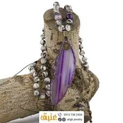 سینه ریز اسلایس عقیق سلیمانی بنفش، سرپنتین (مارسنگ) معدنی با رگه های خاص و آمتیست درشت معدنی